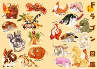 「おどらぼんぼん 生活とドラゴン」より、食べ物にまつわるドラゴンの図鑑。