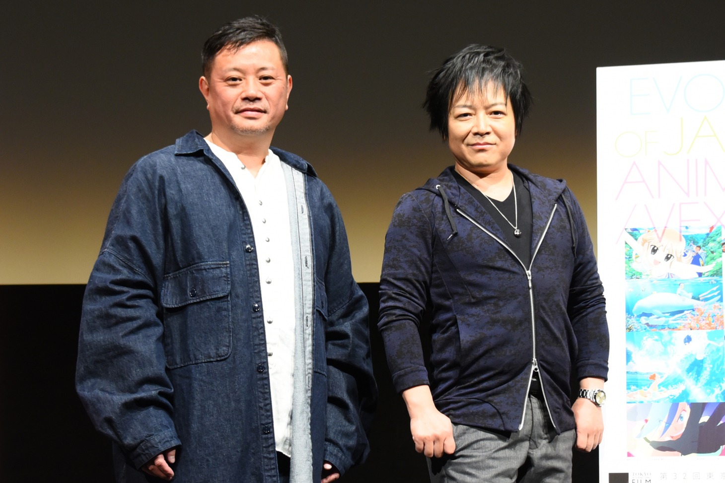 アニメ映画「AKIRA」上映会の様子。左から岩田光央、佐々木望。
