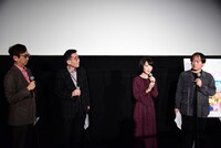 「白蛇伝 4Kデジタルリマスター版」上映会にて。左から氷川竜介、根岸誠氏、伊藤志穂氏、近藤修治氏。