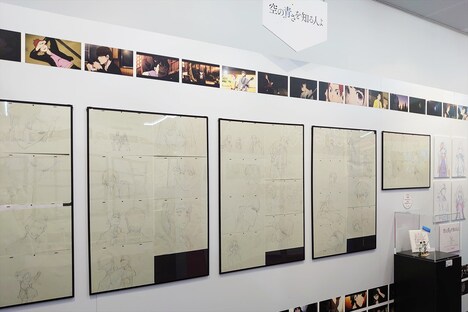 CloverWorksのコーナーより、「空の青さを知る人よ」の展示。(c)2019 SORAAO PROJECT