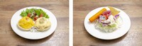 第2弾フードメニュー。左から「黄瀬と笠松のエッグベネディクト」「紫原と氷室のタコライス」。
