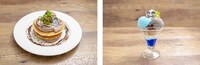 左から「花宮のチョコレートパンケーキ」「青峰と今吉のシーサイドパフェ」。