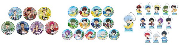 左から「ホログラムカンバッジ」、アクティビティver.の「デフォルメ缶バッジ」「スタンド付きデフォルメアクリルキーホルダー 」一覧。
