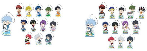 「セガコラボカフェ 黒子のバスケ スタンド付きデフォルメアクリルキーホルダー」。左がパジャマver.で、右がバーベキューver.。