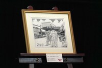 「こちら葛飾区亀有公園前派出所」と「男はつらいよ」のコラボイラスト。