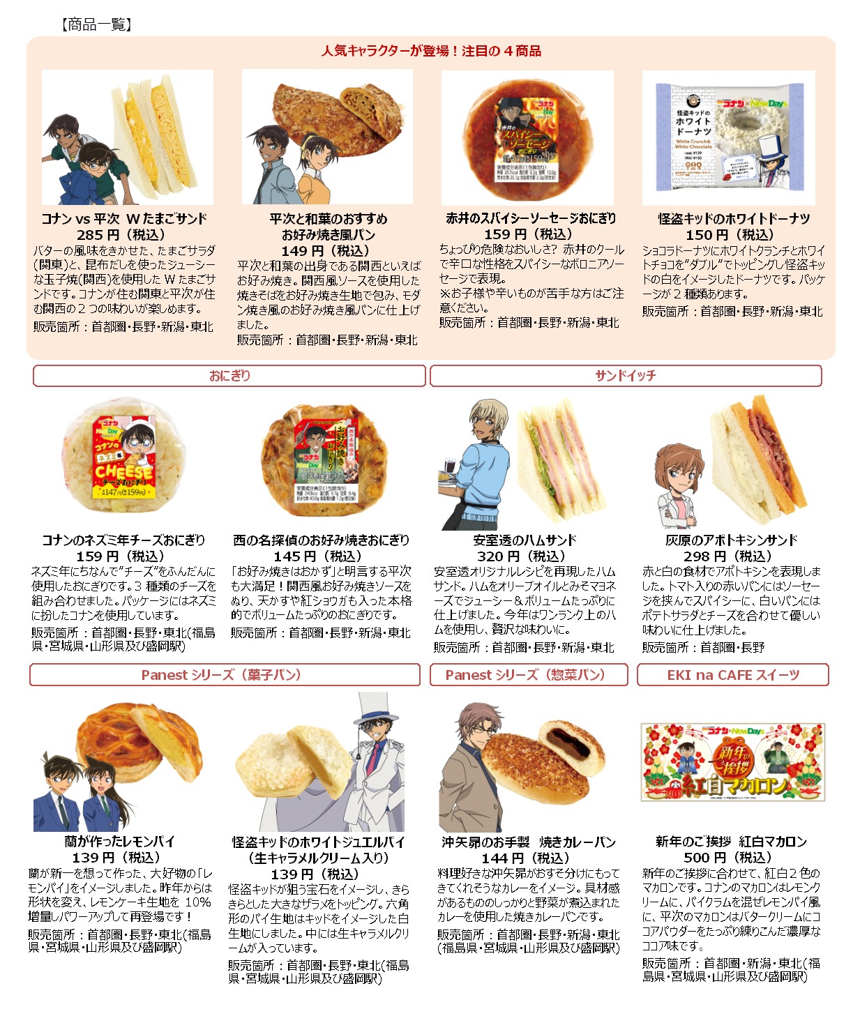 「名探偵コナン×NewDays ～新年（ニューデイズ）のご挨拶～」で展開されるメニュー。