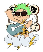 奥田民生をモチーフにした“雷さま”。