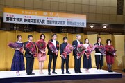 左から白石麻衣、相田聡一、須田淑子、東野圭吾、新海誠、松浦寿輝、古谷田奈月、千葉雅也、戸森しるこ。