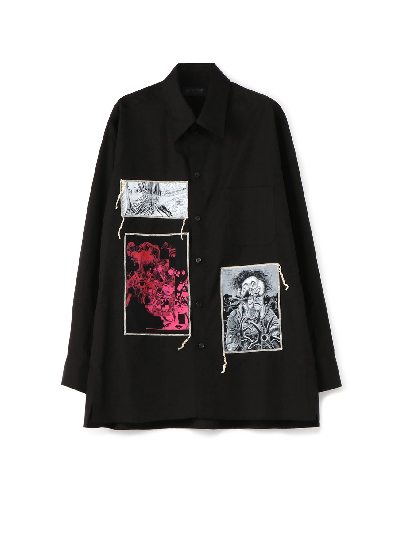 「魅入られた切田教授」「人間失格」「大黒柱悲話」「Frankenstein Innsmouth」の名場面集を編集したシャツ。