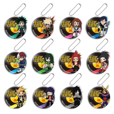 コラボグッズのトレーディングアクリルキーホルダー。