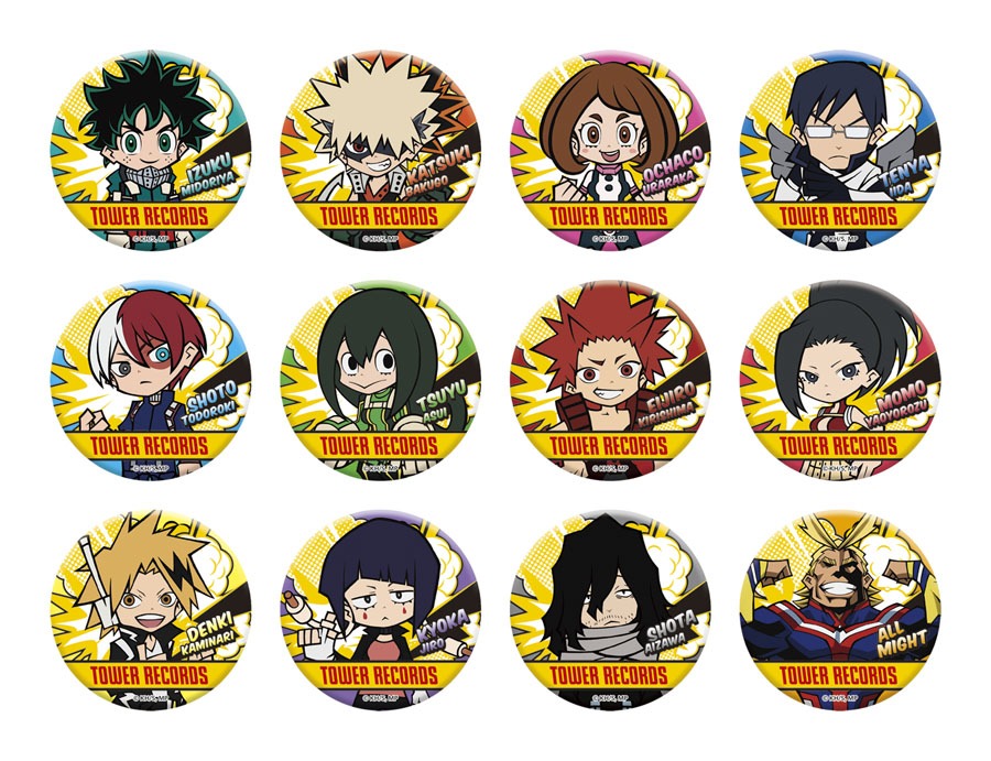 コラボグッズのトレーディング缶バッジ。