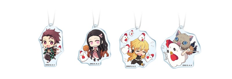 オリジナルグッズのアクリルキーホルダー（全13種）。