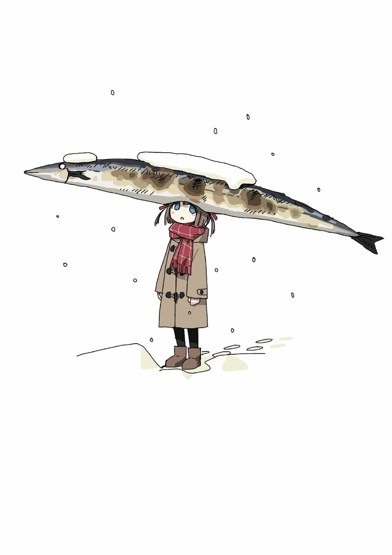 「冬のサンマパーカー」に用いられているイラスト。