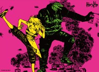 「ドロヘドロ Tシャツ カイマン＆ニカイドウ」デザイン