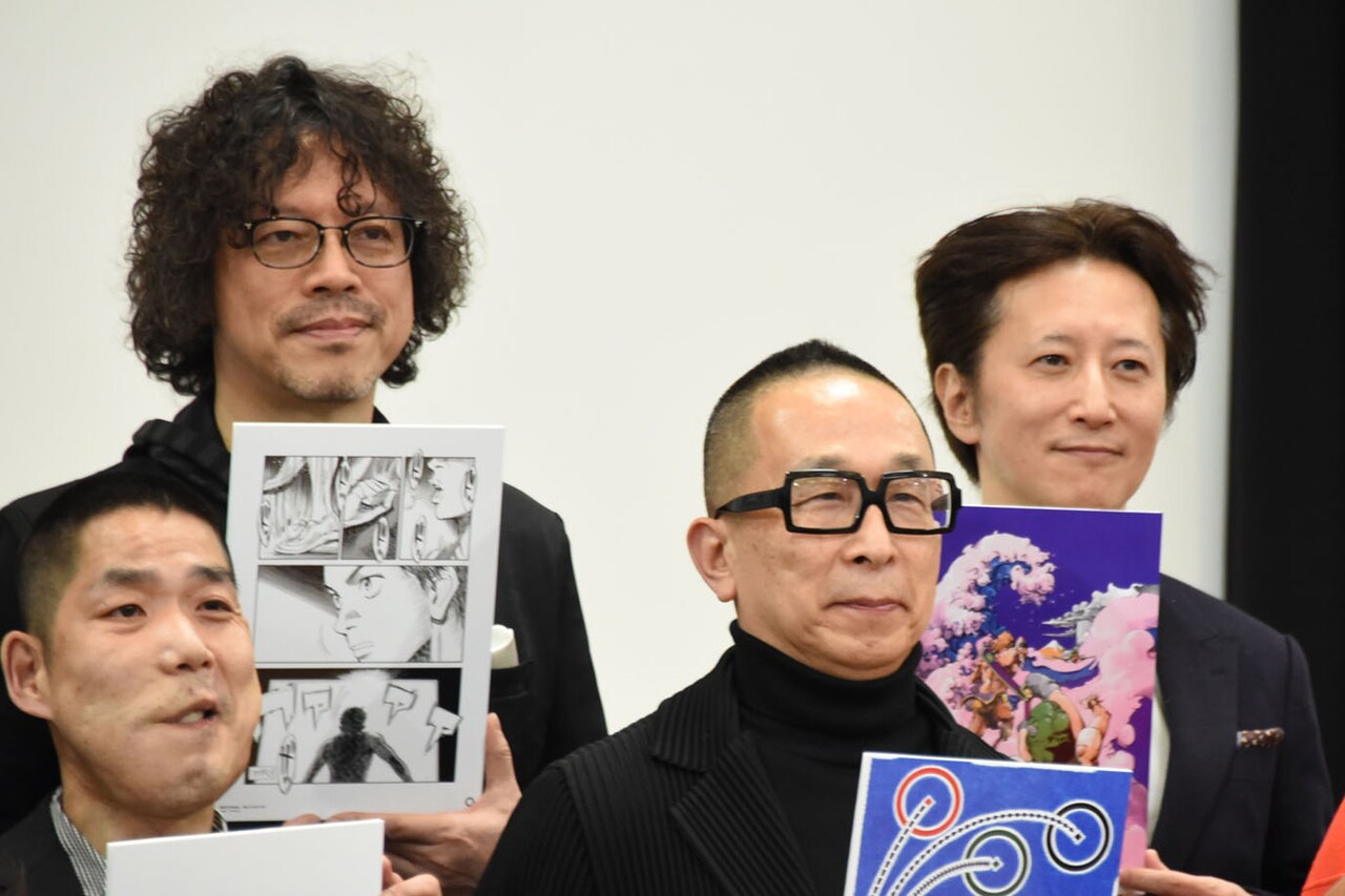 後方左から浦沢直樹、荒木飛呂彦。前方左から新木友行、佐藤卓。