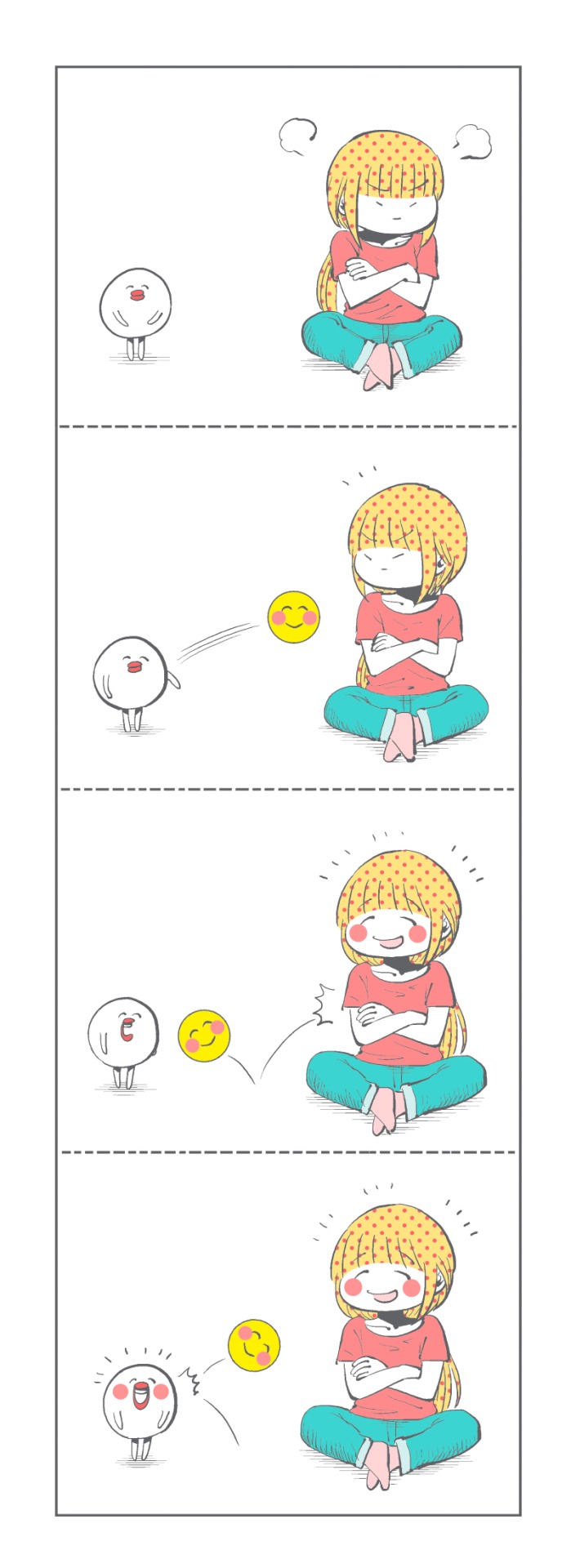 「はぐちさん」6巻の表紙に描かれた4コマ。