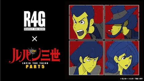 アニメ「ルパン三世」と、アパレルブランド・R4Gのコラボビジュアル。