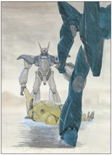 「機動警察パトレイバー30周年突破記念展～30th HEADGEAR EXHIBITION featuring EARLY DAYS─PATLABOR THE MOVIE～in 東京 ACT.2」に展示されるゆうきまさみの作品。