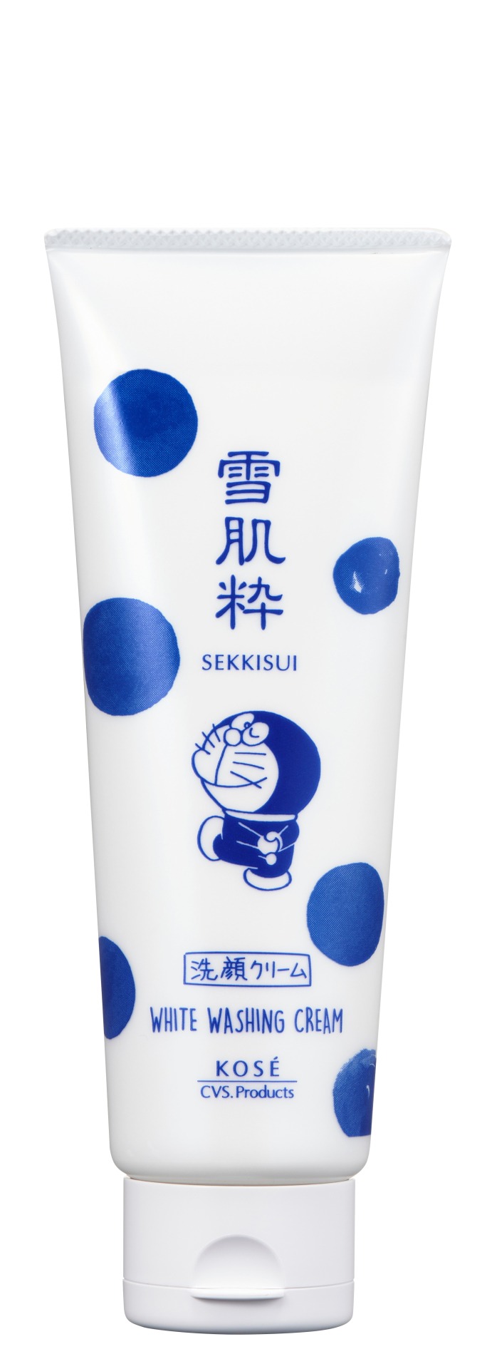 「ドラえもん」デザインが施された「雪肌粋 ホワイト洗顔 クリーム」。