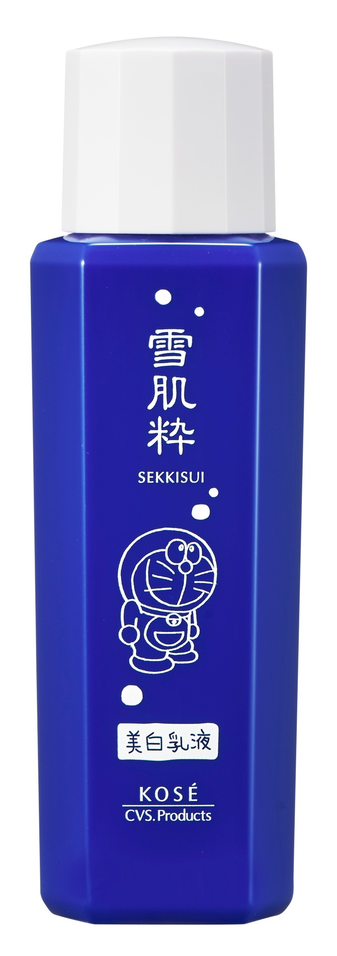 「ドラえもん」デザインが施された「雪肌粋 美白乳液」。