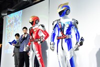 TVアニメ「トミカ絆合体 アースグランナー」製作発表会の様子。