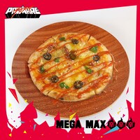 「インフェルノヴォルケーノマルゲリータメガマックスピザ ～タワレコカフェスペシャル～」。辛さは3段階から選べる。