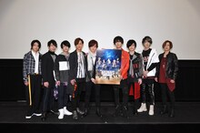 アニメ「アルゴナビス from BanG Dream!」制作発表会の様子。左から橋本祥平、森嶋秀太、前田誠二、日向大輔、伊藤昌弘、小笠原仁、真野拓実、秋谷啓斗、宮内告典。