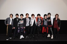 アニメ「アルゴナビス from BanG Dream!」制作発表会の様子。左から橋本祥平、森嶋秀太、前田誠二、日向大輔、伊藤昌弘、小笠原仁、真野拓実、秋谷啓斗、宮内告典。