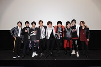 アニメ「アルゴナビス from BanG Dream!」制作発表会の様子。左から橋本祥平、森嶋秀太、前田誠二、日向大輔、伊藤昌弘、小笠原仁、真野拓実、秋谷啓斗、宮内告典。