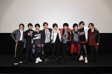 アニメ「アルゴナビス from BanG Dream!」制作発表会の様子。左から橋本祥平、森嶋秀太、前田誠二、日向大輔、伊藤昌弘、小笠原仁、真野拓実、秋谷啓斗、宮内告典。