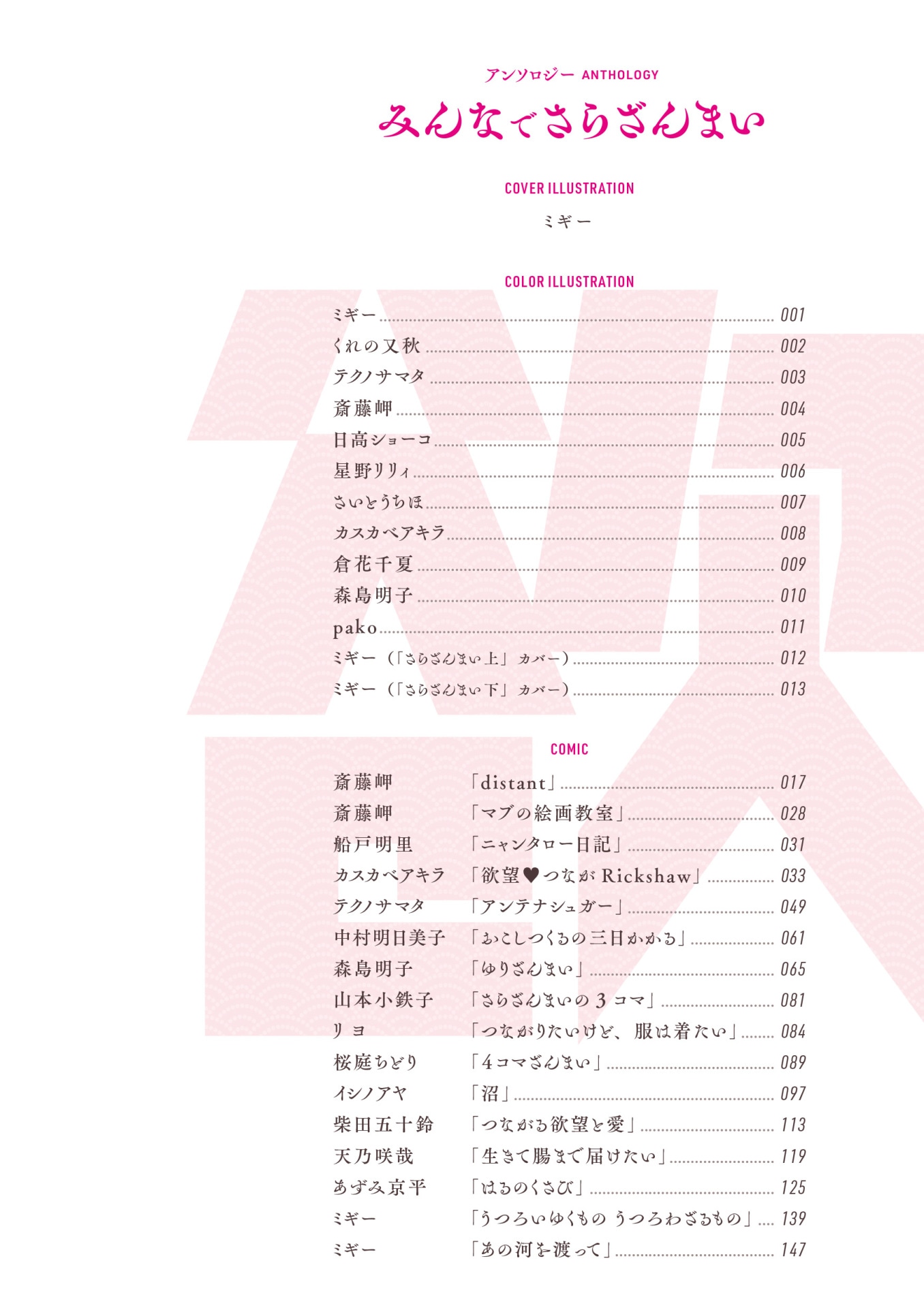 「アンソロジー みんなでさらざんまい」目次