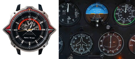 写真右の上段中央が水平儀。