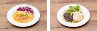 左から「ひたぎチャーハン」「つばさパスタ」。