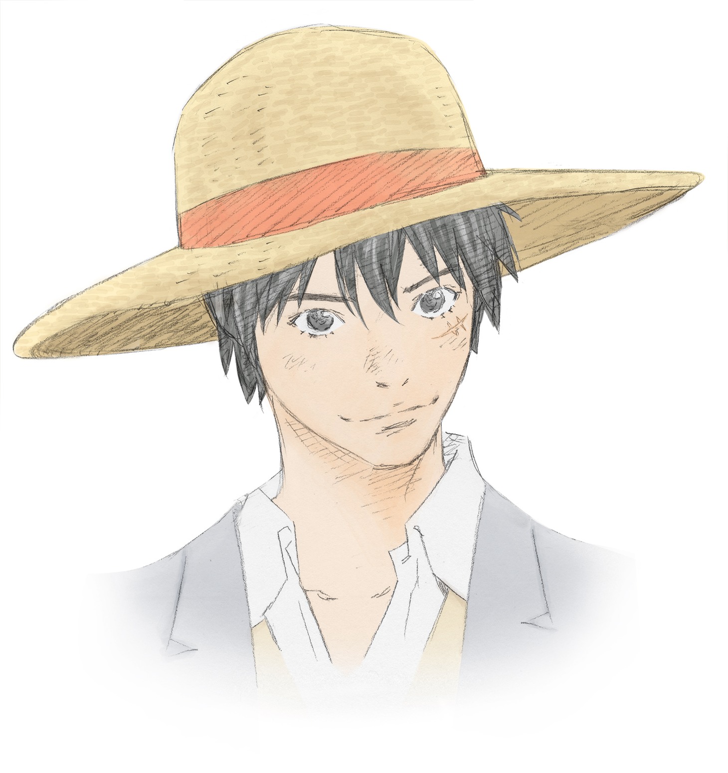 ルフィのキャラクターデザイン画。