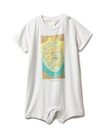 さくらももこの原画をモチーフにした赤ちゃん用ロンパース（ブルー）。