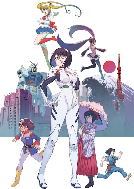 「MANGA都市TOKYO ニッポンのマンガ・アニメ・ゲーム・特撮2020」キービジュアル(イラストレーション:吉成曜) (c)Crypton Future Media, INC. www.piapro.net (c)カラー (c)武内直子・PNP・東映アニメーション (c)秋本治・アトリエびーだま/集英社 (c)創通・サンライズ TM & (c) TOHO CO., LTD. (c)TOKYO TOWER