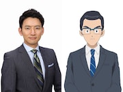 “テレビニュースのキャスター”役の生田竜聖アナウンサー。