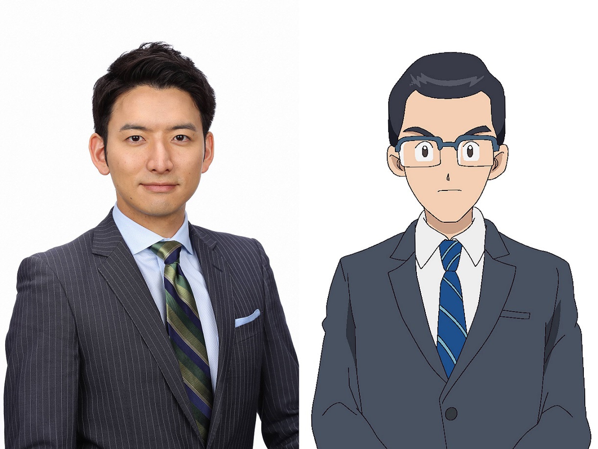 “テレビニュースのキャスター”役の生田竜聖アナウンサー。