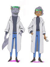 マリー伊丹（CV：村瀬迪与）。左はミンク獣人化した姿。