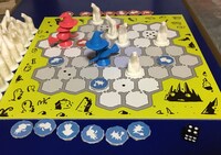 ボードゲーム「影の魔法と魔物たち」のプレイ風景。