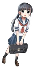 高木さんの制服を着用したポン子。 (c)矢寺圭太／小学館