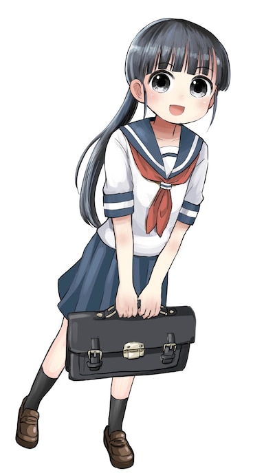 高木さんの制服を着用したポン子。 (c)矢寺圭太／小学館