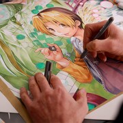 「ヒカルの碁」のイラストを描く小畑健。