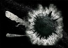 「アルカディア号と999号（イラスト入り）」版画 (c)松本零士