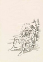 「まっ白な灰に・・・。」版画 (c)高森朝雄・ちばてつや／講談社