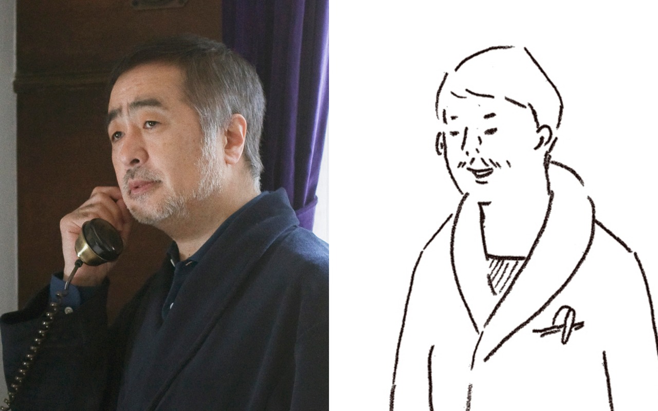 左から松尾スズキ扮する犬神金之助、原作の犬神金之助。 (c)テレビ東京・(c)ほしよりこ／マガジンハウス