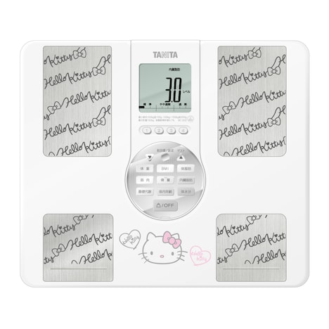 「ガンダム＆ハローキティ　ボイス体組成計 ハローキティ モデル」のパッケージ。