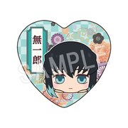 あみあみでの購入者にプレゼントされる時透無一郎のハート缶バッジ。