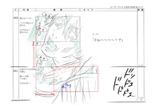 背景に象が流れるシーンの絵コンテ。(c)檜山大輔／双葉社・「ピーター・グリルと賢者の時間」製作委員会