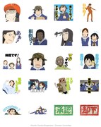 TVアニメ「映像研には手を出すな！」のLINEスタンプの一部。